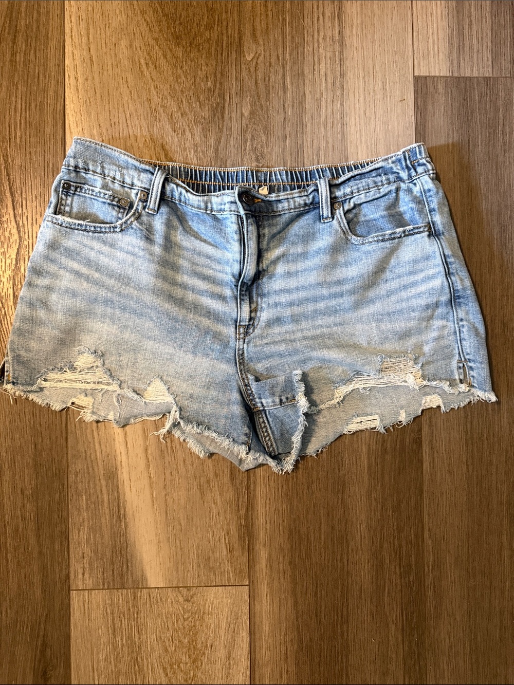 American Eagle Outfitters Light Blue Distressed Denim Cutoff Shorts